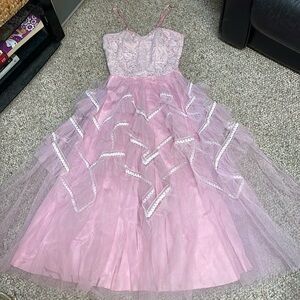 Vintage 50s crinoline skirt lace top dress